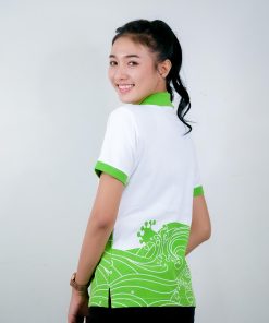 เสื้อโปโล สีขาว ลายเขียวออน สกรีน การไฟฟ้าส่วนภูมิภาค PEA