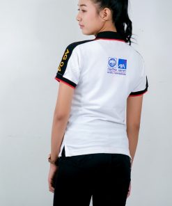 เสื้อโปโล สีขาว + ขอบสีดำ