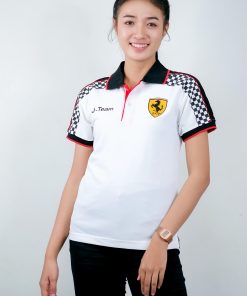 เสื้อโปโล สีขาว + ขอบสีดำ