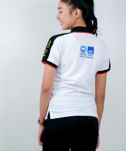 เสื้อโปโล สีขาว + ขอบสีดำ