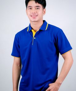 เสื้อโปโล สีน้ำเงินเข็ม ขอบเหลือง