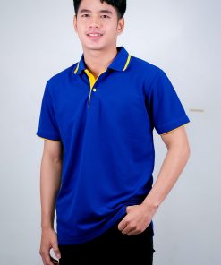 เสื้อโปโล สีน้ำเงินเข็ม ขอบเหลือง