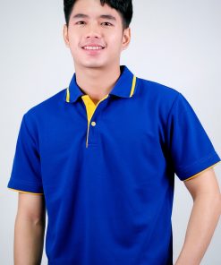 เสื้อโปโล สีน้ำเงินเข็ม ขอบเหลือง