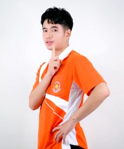 เสื้อโปโล สีส้ม ขอบสีขาว