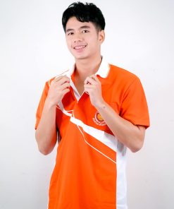 เสื้อโปโล สีส้ม ขอบสีขาว
