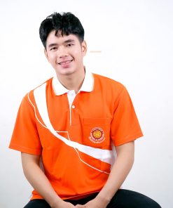 เสื้อโปโล สีส้ม ขอบสีขาว