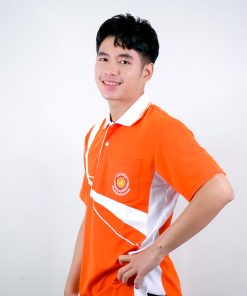 เสื้อโปโล สีส้ม ขอบสีขาว