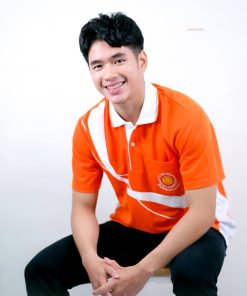 เสื้อโปโล สีส้ม ขอบสีขาว