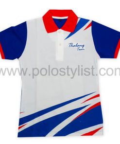 เสื้อโปโล สีขาว ผสม น้ำเงินแดง