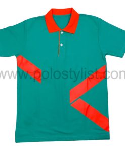 เสื้อโปโล สีเขียวมิ้น คอ + ขอบ สีส้ม