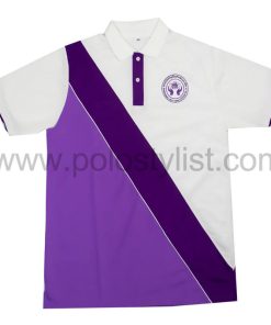 เสื้อโปโล สีขาว + สีม่วง