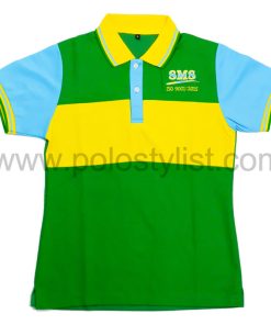 เสื้อโปโล สีผสม เขียว, เหลือง, ฟ้า ของบริษัท SMS