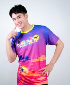 เสื้อคอกลม ไล่สี สีน้ำเงิน สีชมพู