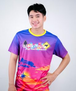 เสื้อคอกลม ไล่สี สีน้ำเงิน สีชมพู