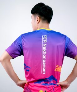 เสื้อคอกลม ไล่สี สีน้ำเงิน สีชมพู