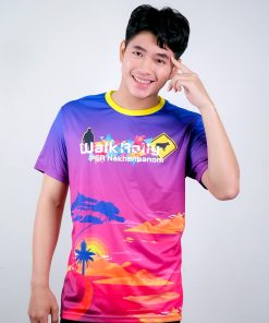 เสื้อคอกลม ไล่สี สีน้ำเงิน สีชมพู