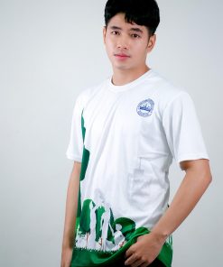 เสื้อคอกลม สีขาว สกรีนลาย สีเขียว