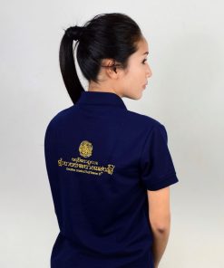 เสื้อโปโลหญิงสีกรม ปักอักษร