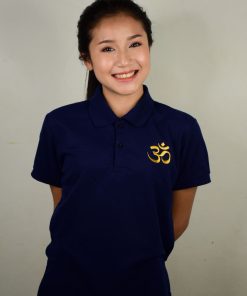เสื้อโปโลหญิงสีกรม ปักอักษร