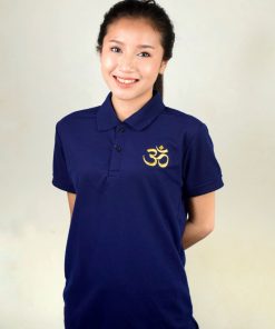 เสื้อโปโลหญิงสีกรม ปักอักษร