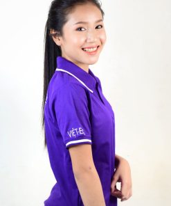 เสื้อโปโลหญิง สีม่วง + ปัก VIET ENG