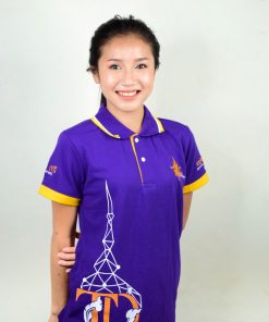 เสื้อโปโลหญิงสีม่วง พิมพ์ลายหน้า-หลัง