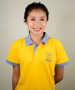 เสื้อโปโลหญิงสีเหลือง ปัก จะโจงจะทิงจงทิง