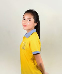 เสื้อโปโลหญิงสีเหลือง ปัก จะโจงจะทิงจงทิง