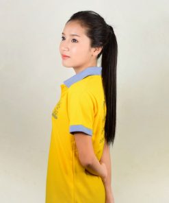 เสื้อโปโลหญิงสีเหลือง ปัก จะโจงจะทิงจงทิง