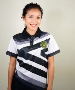 เสื้อโปโลหญิง สีขาวดำ + ลายม้าลาย