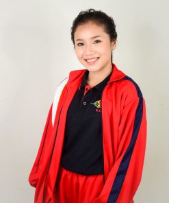 เสื้อโปโลกีฬา เสื้อเจ็คเก็ต สีแดง แถบดำ