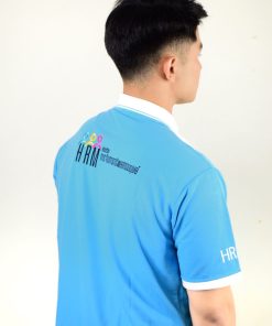 เสื้อโปโล สีฟ้า + พิมพ์ลาย HRm