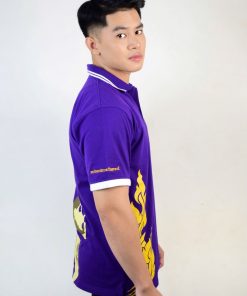 เสื้อโปโล สีม่วง + พิมพ์ลายไทย
