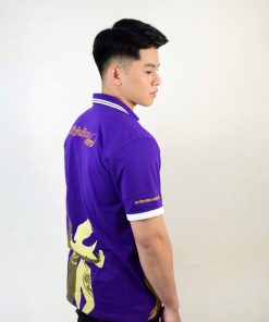 เสื้อโปโล สีม่วง + พิมพ์ลายไทย