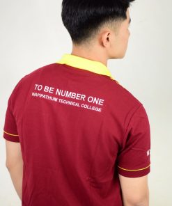 เสื้อโปโล สีแดงเลืดหมู + ลายเส้น