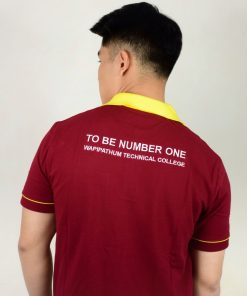 เสื้อโปโล สีแดงเลืดหมู + ลายเส้น