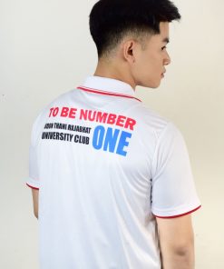 เสื้อโปโล สีขาว ปกส้ม