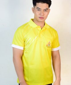 เสื้อโปโล สีเหลือง ขอบแขนสีขาว