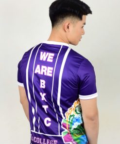 เสื้อคอวี สีม่วงพิมพ์ลายพญานาค