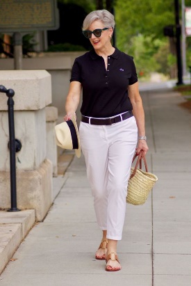 เสื้อโปโลผู้หญิงใส่ทำงาน+กางเกงสีขาว