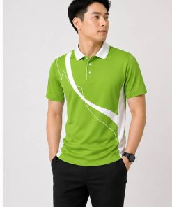 เสื้อโปโลสีเขียว ตัดต่อสีขาว
